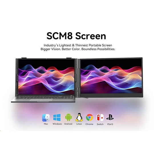 Portable monitor Blackview SCM8 Single Screen 15.3inch 1920x1200 16:9 LCD 60Hz IPS 178 USB-C 3.1x3, sivo čierny