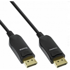 Kábel DisplayPort M/M 15m, 8K@60Hz UHD v1.4, AOC, 32.4Gbit/s, čierny, pozl.konektor