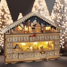 Solight LED adventný kalendár - horská chata, 10x LED, 50x40cm, 2x AA Solight LED adventný kalendár - horská chata, 10x LED, 50x40cm, 2x AA