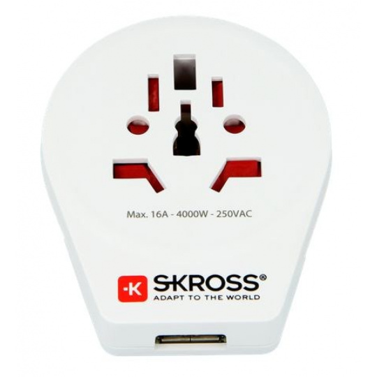 SKROSS cestovný adaptér Europe USB pre cudzincov v SR, vč. 1x USB 2100mA