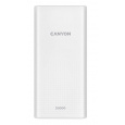 Canyon PB-2001, Powerbank, Li-Pol, 20.000 mAh, Vstup: 1x Micro-USB, 1x USB-C, Výstup: 2x USB-A, biela
