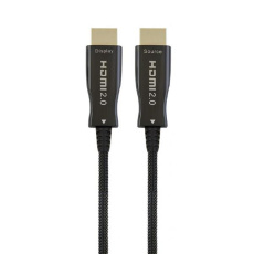 Gembird kábel HDMI High speed (M - M), aktívny, optický (AOC), s Ethernetom, prémiový, pozlátené konektory, 20 m, čierny
