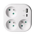 Solight rozbočovač 3x 16A, USB A+C rychlonabíjačka 20W PD, biely