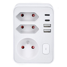 Solight rozbočovač 1x 16A + 2x 2,5A, 2xUSB A+C rychlonabíjačka 20W PD, biely, vypínač Solight rozbočovač 1x 16A + 2x 2,5A, 2xUSB A+C rychlonabíjačka 20W PD, biely, vypínač