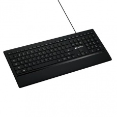 Canyon HKB-6, multimediálna klávesnica, USB, 124 kláves, modro LED podsv., pogum. povrch, štíhla, čierna, SK/CZ