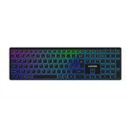 Canyon HKB-W11, 2v1 bezdrôtová klávesnica, vodeodolná, 12 multimed. kláves, RGB podsv, plnoh. veľkosť, štíhla, US, čiern
