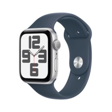 Apple Watch SE GPS 44mm Silver Aluminium Case with Storm Blue Sport Band - M/L