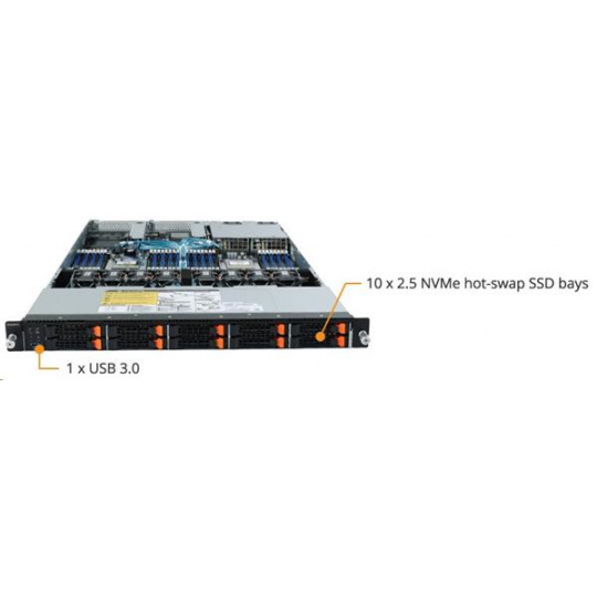 Gigabyte Server 2S AMD EPYC™ 7002-Series 10SATA /10 NVMe Storage Server 1U rack