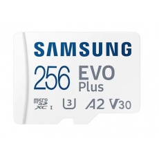 256 GB . microSDXC karta Samsung EVO Plus + adapter ( trieda U3, V30, A2)