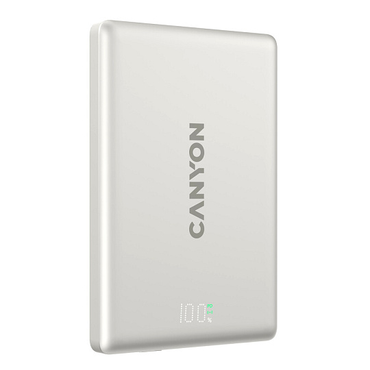 Canyon OnPower 500, Powerbank, 5.000 mAh, MagSafe, 20W USB-C, 15W Bezdrôtové nabíjanie, displej, šedá Canyon OnPower 500, Powerbank, 5.000 mAh, MagSafe, 20W USB-C, 15W Bezdrôtové nabíjanie, displej, šedá
