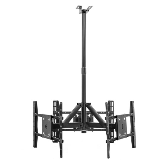 ONKRON Ceiling TV Mount Bracket Height Adjustable for three 32 to 63 Inch LED LCD TVs, Black