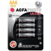 AgfaPhoto Ultra alkalická batéria 1.5V, LR03/AAA, blister 4ks 