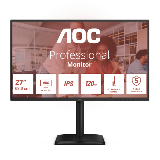 AOC Q27E4U 27" IPS 2560x1440 1500:1 4ms 350cd HDMI DP pivot repro čierny 120hz