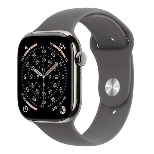 Apple Watch Series 11 GPS + Cellular 46mm Natural Titanium Case with Stone Grey Sport Band - S/M