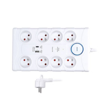 Solight prepäťová ochrana, 8z, USB A+C, 2m, biela Solight prepäťová ochrana, 8z, USB A+C, 2m, biela