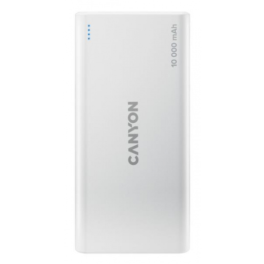 Canyon PB-108, Powerbank, Li-Pol, 10.000 mAh, Vstup: 1x Micro-USB, 1x Lightning, Výstup: 2x USB-A, biela