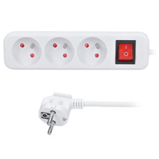 Solight predlžovací prívod 3m, 3 zásuvky, vypínač, 16A/3680W, PVC, biely Solight predlžovací prívod 3m, 3 zásuvky, vypínač, 16A/3680W, PVC, biely