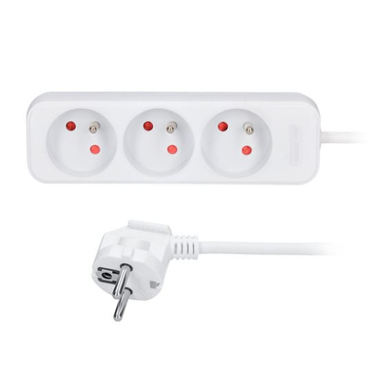 Solight predlžovací prívod 5m, 3 zásuvky, 16A/3680W, PVC, biely
