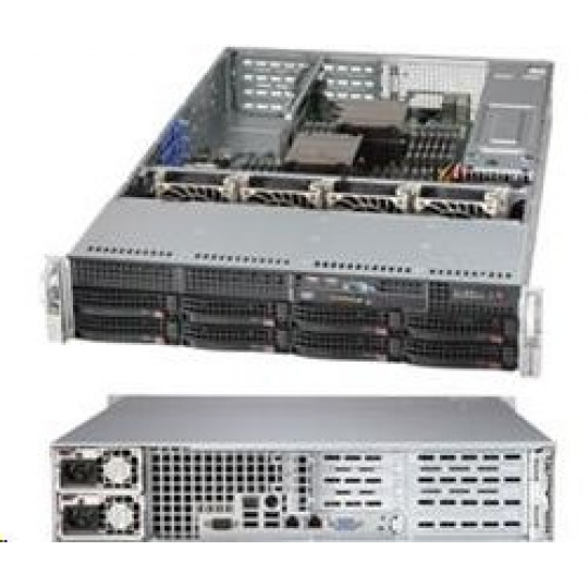  2U chassis 8x 3,5" HS SAS/SATA, 2x500W (80PLUS Platinum), WIO