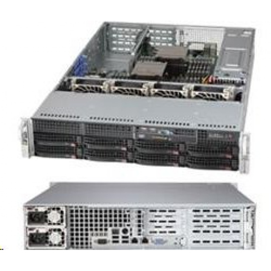  2U chassis 8x 3,5" HS SAS/SATA, 2x500W (80PLUS Platinum), WIO