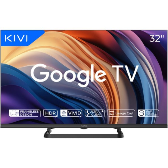 KIVI OPTIMA TV 32H710QB, 32" HD, L5 HDR, SMART GOOGLE TV, Vyrobene v CZ, Cierna