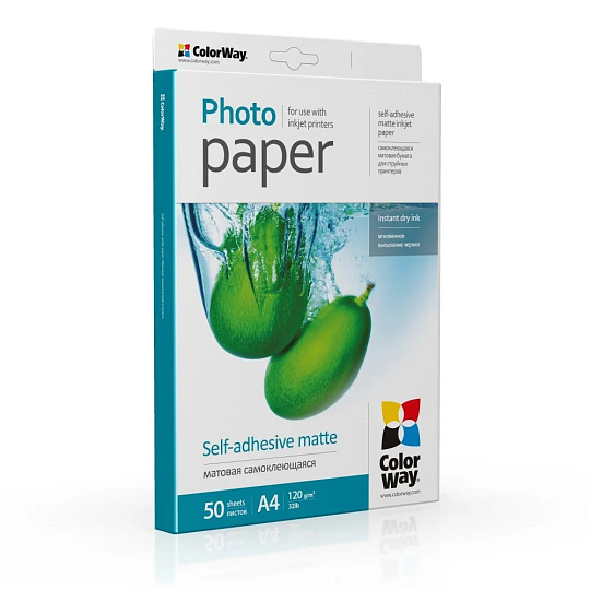 ColorWay Fotopapier Matný, Samolepiaci, 120g/m2,50ks,A4 ColorWay Fotopapier Matný, Samolepiaci, 120g/m2,50ks,A4