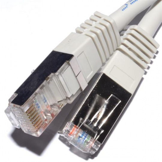 patch kábel Cat6A, SFTP, LS0H - 5m, šedý/biely