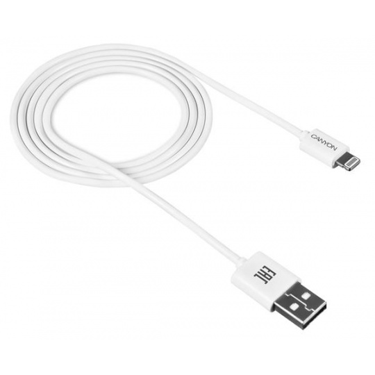 Canyon CFI-1, 1m kábel Lightning/USB, bez Apple certifikácie MFi, biely