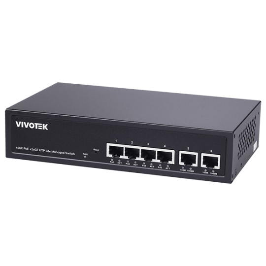 VIVOTEK 4xGE PoE(802.3af/at, PoE budget 60W), 2xGbE RJ-45, extend-mode až 250m(PoE@10Mbps), VLAN, PoE watchdog, STP/RSTP VIVOTEK 4xGE PoE(802.3af/at, PoE budget 60W), 2xGbE RJ-45, extend-mode až 250m(PoE@10Mbps), VLAN, PoE watchdog, STP/RSTP