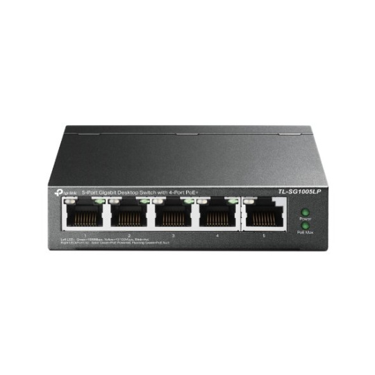 TP-LINK 5-Port Gigabit Desktop Switch with  4-Port PoE+, 4× Gigabit PoE+ Ports, 1× Gigabit Non-PoE Port, 802.3af/at, 40