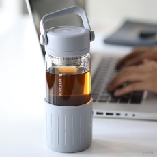 BUYDEEM Prenosná sklenená čajová fľaša 350 ml, model CD1008, farba severská sivá