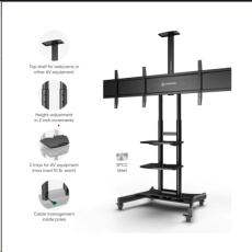 ONKRON Dual Mobile TV Stand for Two 40''-65'' Screens up to 45 kg each, BlackVESA: 200x200 - 800x500