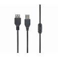 Gembird kábel USB 2.0 (AM - AF), predlžovací, 3 m, čierny