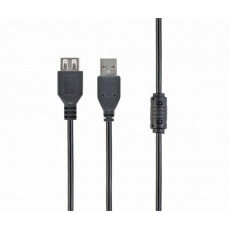 Gembird kábel USB 2.0 (AM - AF), predlžovací, 3 m, čierny