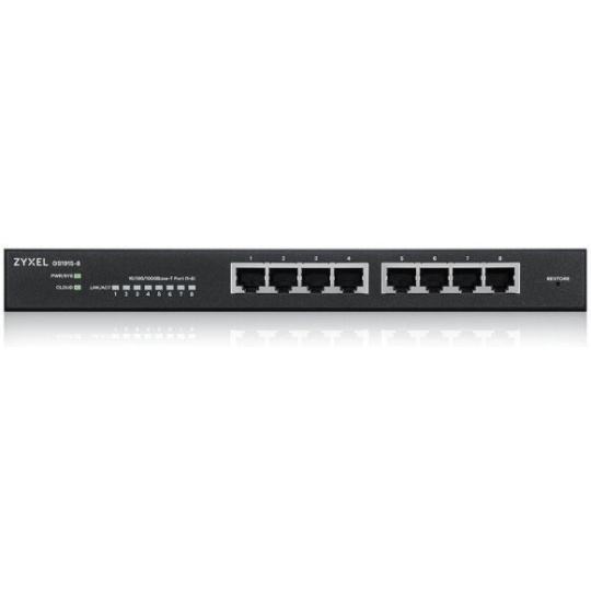 Zyxel GS1915-8, 8-port GbE Smart hybrid mode Switch, standalone or NebulaFlex Cloud, desktop, fanless