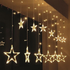 Solight LED vonkajší vianočný záves, hviezdy, šírka 3m, 123LED, IP44 3xAA, teplá biela Solight LED vonkajší vianočný záves, hviezdy, šírka 3m, 123LED, IP44 3xAA, teplá biela