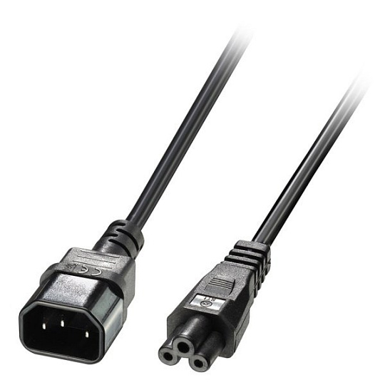 Kábel sieťový 230V predlžovací pre notebook, C14 - C5, 2m, 0.75mm2, 2.5A, čierny