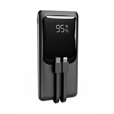 Gembird Powerbank 10000 mAh, 20 W Fast charging, in: USB-C, out: USB-C/USB-A, integr. káble USB-C/Lightning, čierna