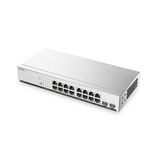 Zyxel GS1915-18v2, 18 Ports, 16x GbE and 2x SFP, rackmount, fanless, Smart Switch hybrid mode, standalone or NebulaFlex Zyxel GS1915-18v2, 18 Ports, 16x GbE and 2x SFP, rackmount, fanless, Smart Switch hybrid mode, standalone or NebulaFlex