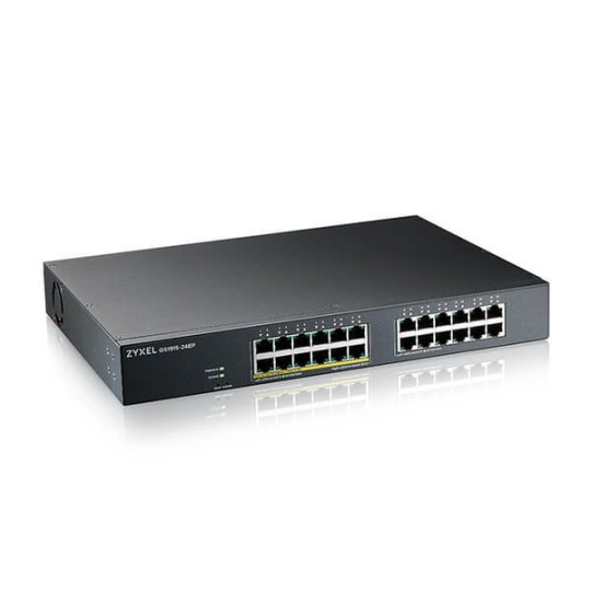 Zyxel GS1915-24E, 24-port GbE Smart hybrid mode Switch, standalone or NebulaFlex Cloud, rackmount, fanless