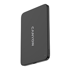 Canyon OnCharge 503, Powerbank, 3 000 mAh, in: USB-C 10W, out: USB-C 10W + Wireless 7.5W, ultratenká, hliníková, šedá