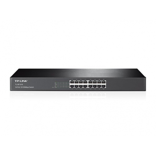 TP-LINK TL-SF1016 16-Port 10/100M Switch, 16 10/100M RJ45 Ports, 1U 19-inch Rack-mountable Steel Case