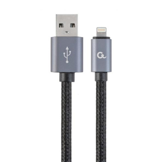 Gembird kábel nabíjací Lightning 8-pin (M) na USB 2.0 (M), prémiový, opletený, 1.8 m, čierny