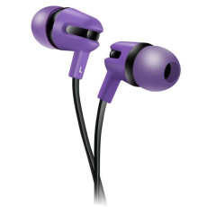 Stereo earphone with microphone, 1.2m flat cable, purple