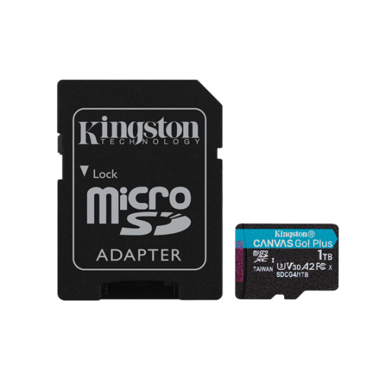 1TB microSDXC Canvas Go Plus Gen4 200MB/s A2 U3 V30 Card + Adapter
