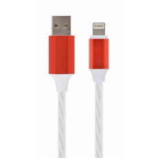 Gembird kábel nabíjací Lightning (M) na USB 2.0 (M), LED efekt, opletený, 1 m, biely Gembird kábel nabíjací Lightning (M) na USB 2.0 (M), LED efekt, opletený, 1 m, biely