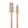 Gembird kábel nabíjací Lightning 8-pin (M) na USB 2.0 (M), prémiový, opletený, metal konektory, 1.8 m, zlatý