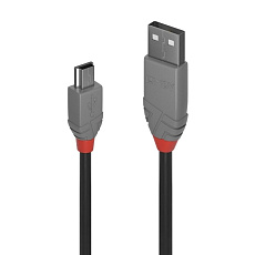 Lindy Kábel USB 2.0 A-MINI-B 5pin M/M 1m, High Speed, čierny, Anthra Line Lindy Kábel USB 2.0 A-MINI-B 5pin M/M 1m, High Speed, čierny, Anthra Line