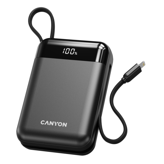 Canyon OnPower 204, Powerbanka, 20 000 mAh, 22.5 W, in/out: USB-C/USB-A, integr. káb. Ligtning+USB-C Canyon OnPower 204, Powerbanka, 20 000 mAh, 22.5 W, in/out: USB-C/USB-A, integr. káb. Ligtning+USB-C