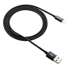 Lightning USB Cable for Apple, braided, metallic shell, 1M, Black